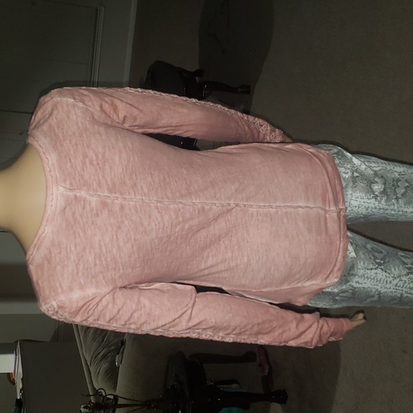 Free People s Shell Stitch Long Sleeve Henley Blush - Picture 11 of 11